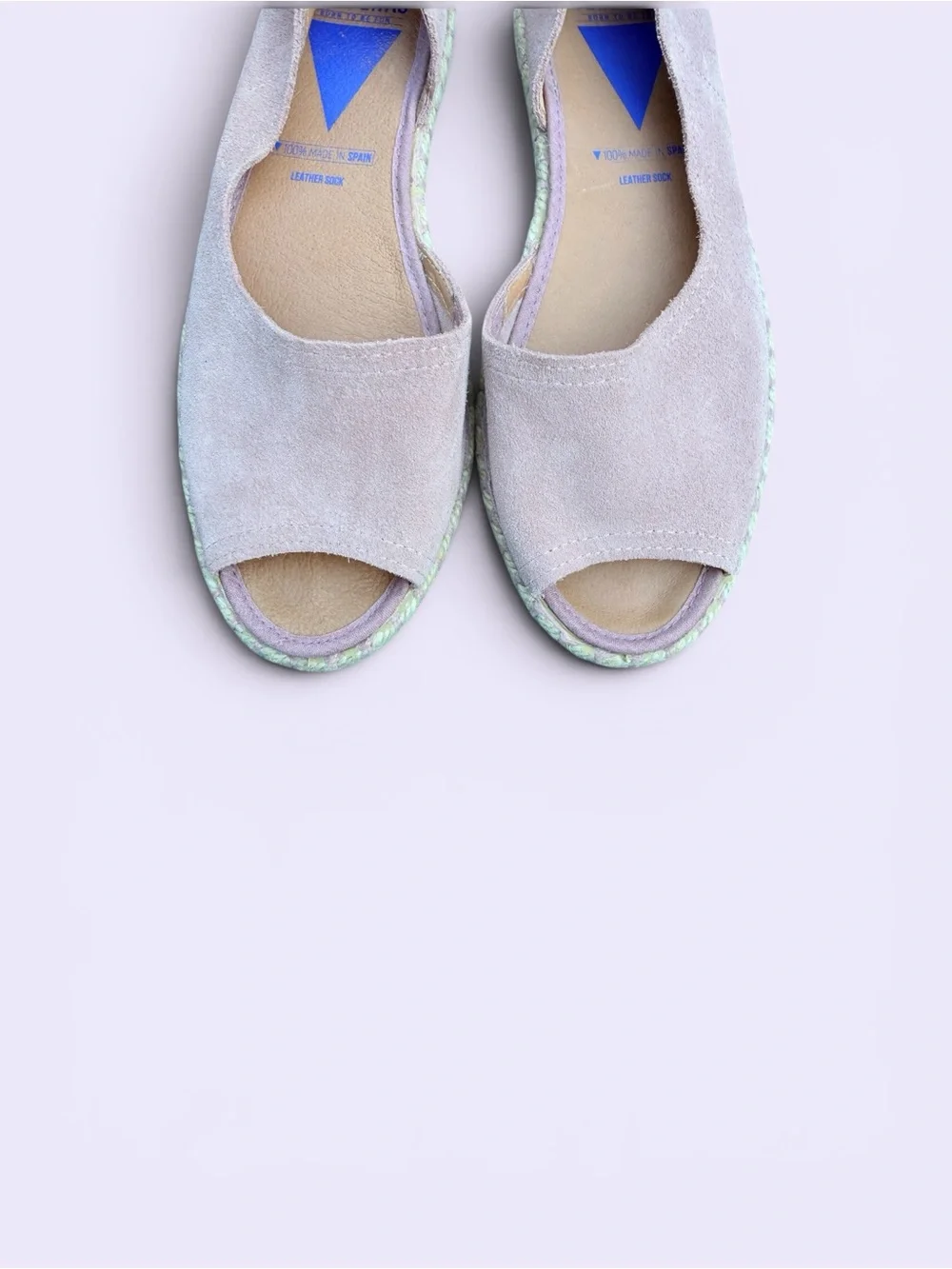 Verbenas Cruz Pink Suede Peep Toe Espadrille Flats